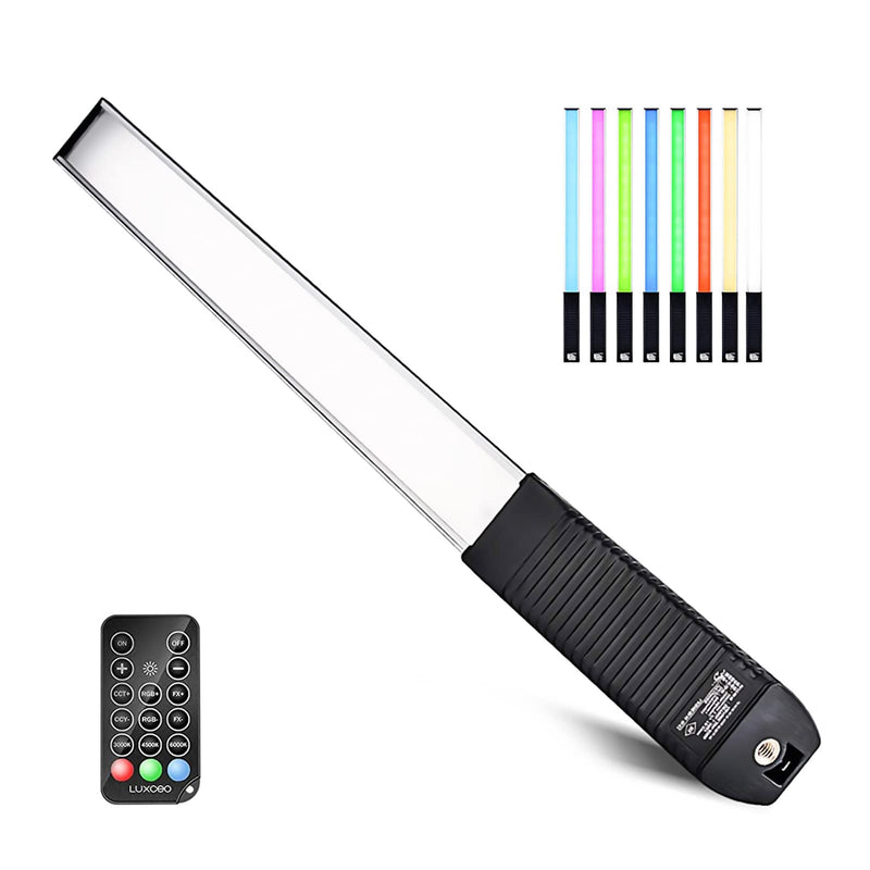  [AUSTRALIA] - LUXCEO RGB LED Photography Lighting Portable Wand Handheld LED Video Light 1000 Lumens CRI 95+ USB Rechargeable with Remote Control, Carry Bag, Adjustable Color Temperature 3000K-6000K and 36 Colors