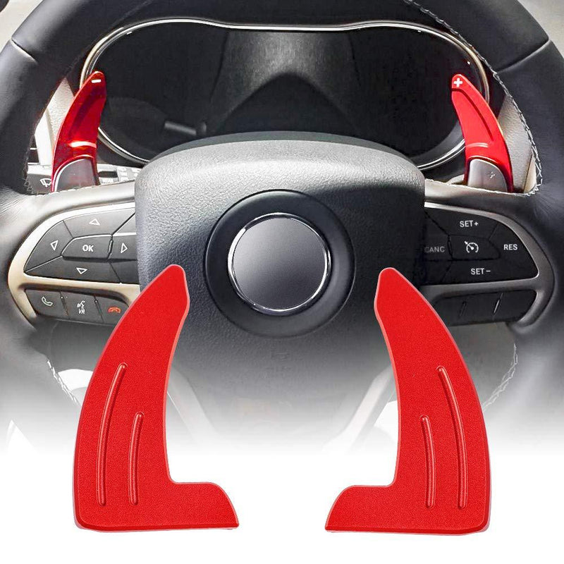  [AUSTRALIA] - JeCar Steering Wheel Shift Paddle Aluminum Alloy Extended Shifter Trim Cover for Jeep Grand Cherokee 2014-2019, Red