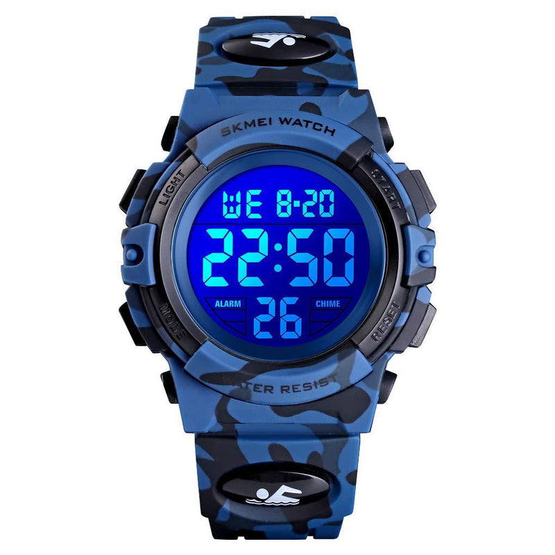 Boys Watch Digital Sports Waterproof Electronic Childrens Kids Watches Alarm Clock 12/24 H Stopwatch Calendar Boy Girl Wristwatch Blue Camo - LeoForward Australia