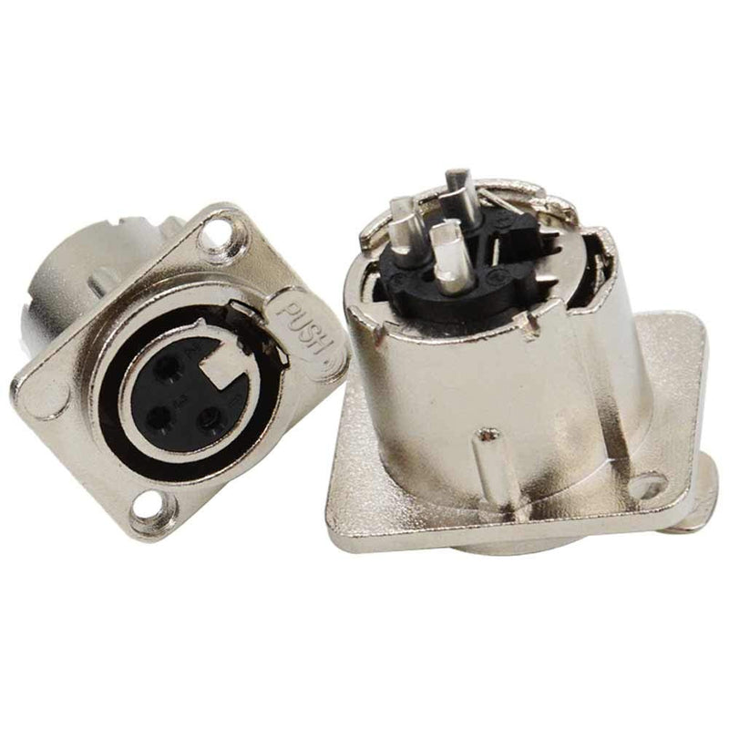  [AUSTRALIA] - BNKENX 2Pack XLR Female Jack 3 Pin XLR 3 Pin Female Chassis Panel Mount Socket Connector XLR Jack Socket Chassis XLR Wire Connector Microphone Audio Professional Quality Nickle Plated Connector