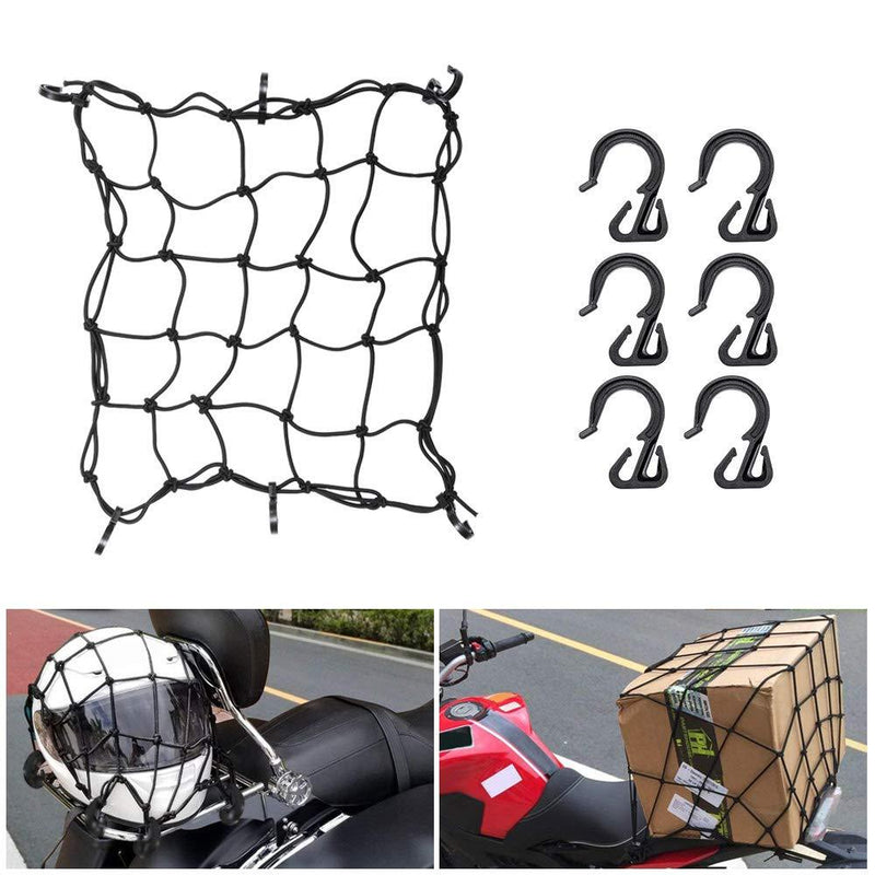  [AUSTRALIA] - BUNKER INDUST 16" x 16" Heavy Duty Bungee Cord Cargo Net Stretches to 30" x 30"-Latex Truck Bed Mesh,Luggage Tie-Down Net with 6Pcs Free Adjustable Hooks Motorcycle Bike Roof ATV SUV Trailer 16" x 16"