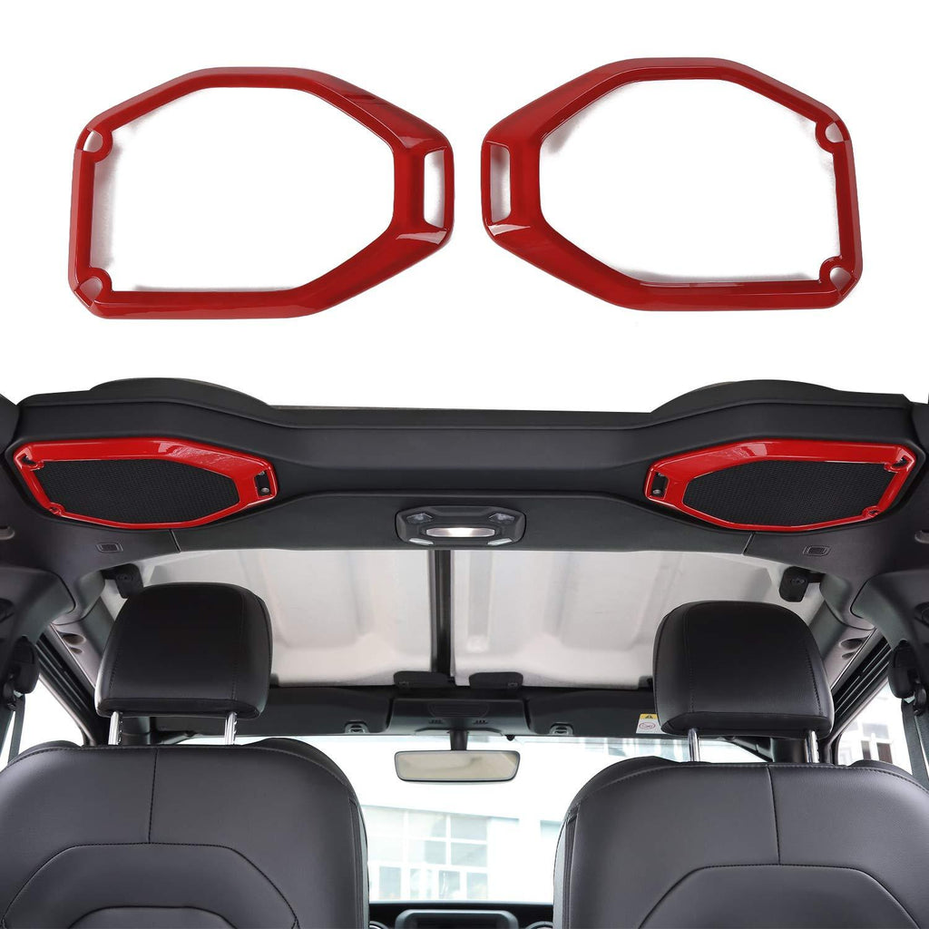  [AUSTRALIA] - RT-TCZ Car Inner Top Roof Speaker Cover Trim Decor Ring for 2018 2019 2020 Jeep Wrangler JL JLU & 2020 Jeep Gladiator JT, for Jeep JL Interior Accessories(Red)