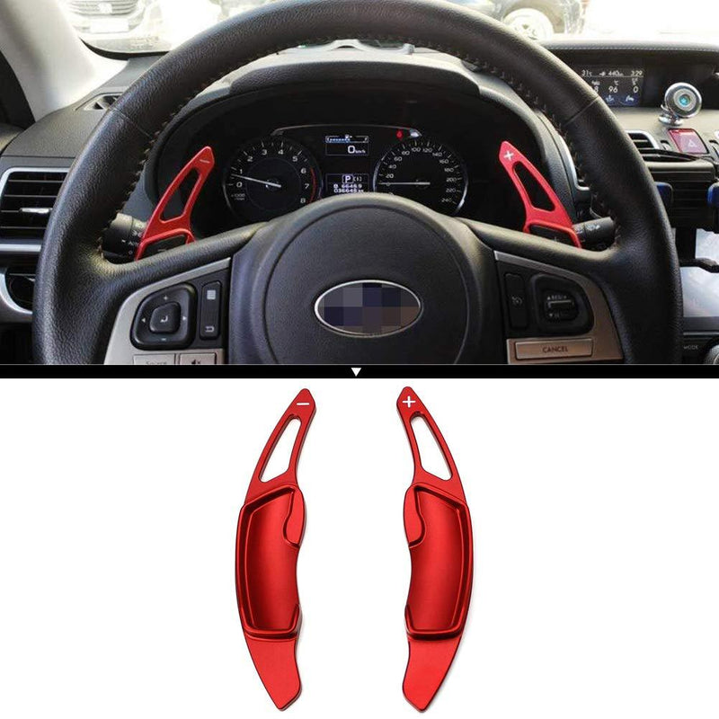  [AUSTRALIA] - 2Pcs Aluminum Shift Paddle Blade Car Steering Wheel Paddle Shifter Extension Cover For Subaru BRZ Impreza WRX Legacy XV Crosstrek (Red) Red