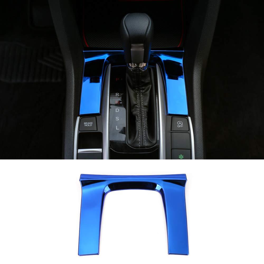  [AUSTRALIA] - CKE Civic Stainless Steel Gear Panel Trim Automatic Transmission Shift Box Cover for 10th Gen Honda Civic 2020 2019 2018 2017 2016-Blue Blue