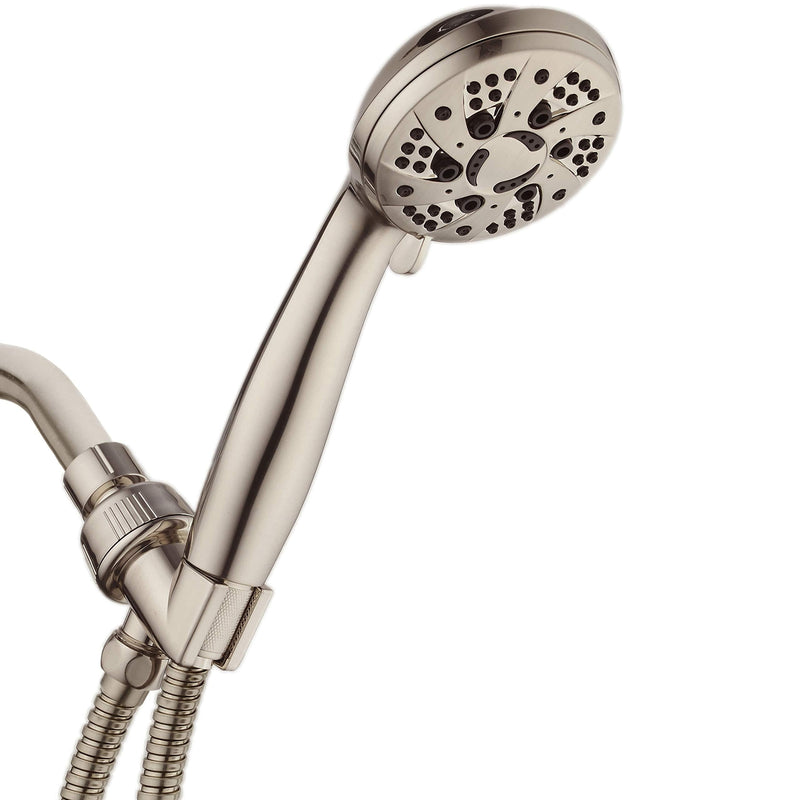 AquaDance High Pressure 6-Setting Full Brushed Nickel Handheld Shower Head with Stainless Steel Hose. Officially Independently Tested to Meet Strict US Quality & Performance Standards! - LeoForward Australia