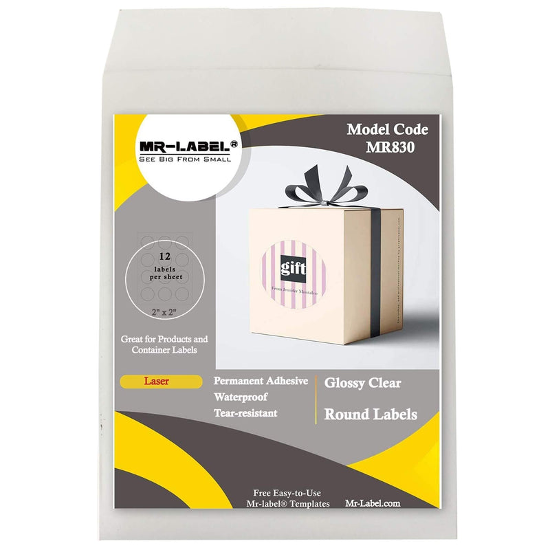 Mr-Label 2" Glossy Crystal Clear Round Labels - Waterproof and Tear-Resistant - for Laser Printer Only - Permanent Adhesive - for Food Package | Bottle | Jar | Envelope (300 Labels) 300 labels - LeoForward Australia