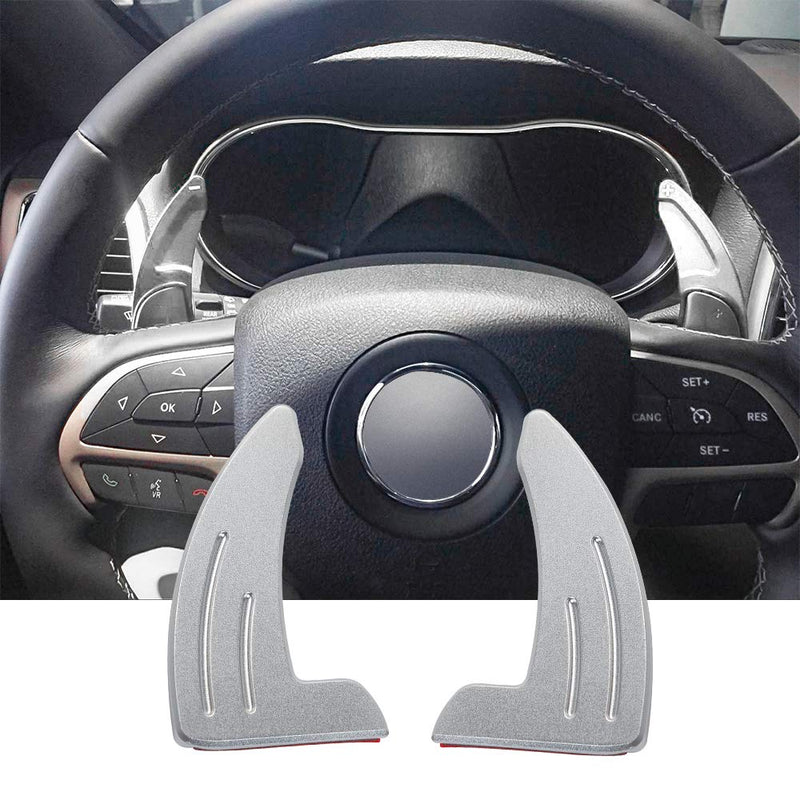  [AUSTRALIA] - JeCar Steering Wheel Shift Paddle Aluminum Alloy Extended Shifter Trim Cover for Jeep Grand Cherokee 2014-2019,Silver