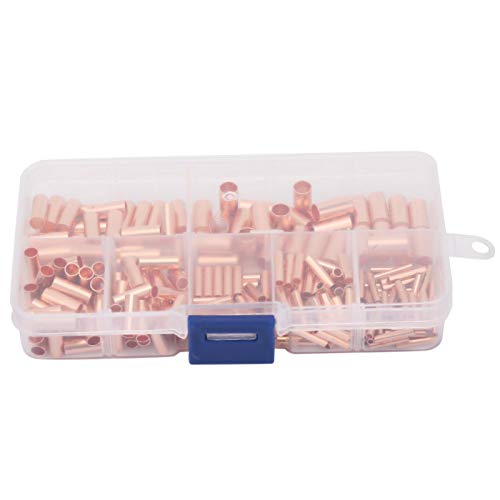  [AUSTRALIA] - 250Pcs Red Copper Connecting Tube GT1-6mm Intermediate Wire Joint Tube Connector Small Copper Tube Copper Connection Tube Wire Connector