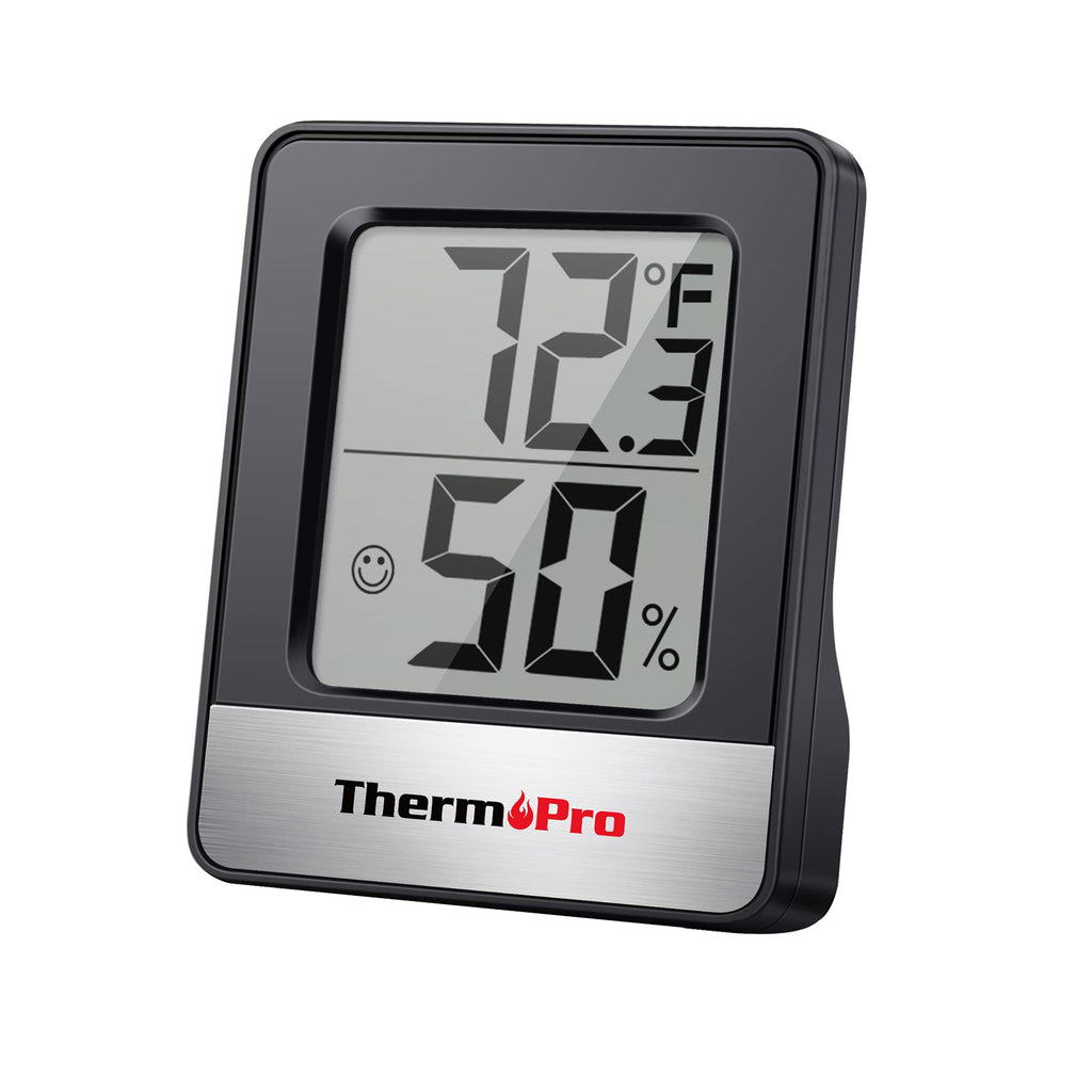 ThermoPro TP49 Digital Hygrometer Indoor Thermometer Humidity Meter Room Thermometer with Temperature and Humidity Monitor Mini Hygrometer Thermometer 1 Pitch Black - LeoForward Australia