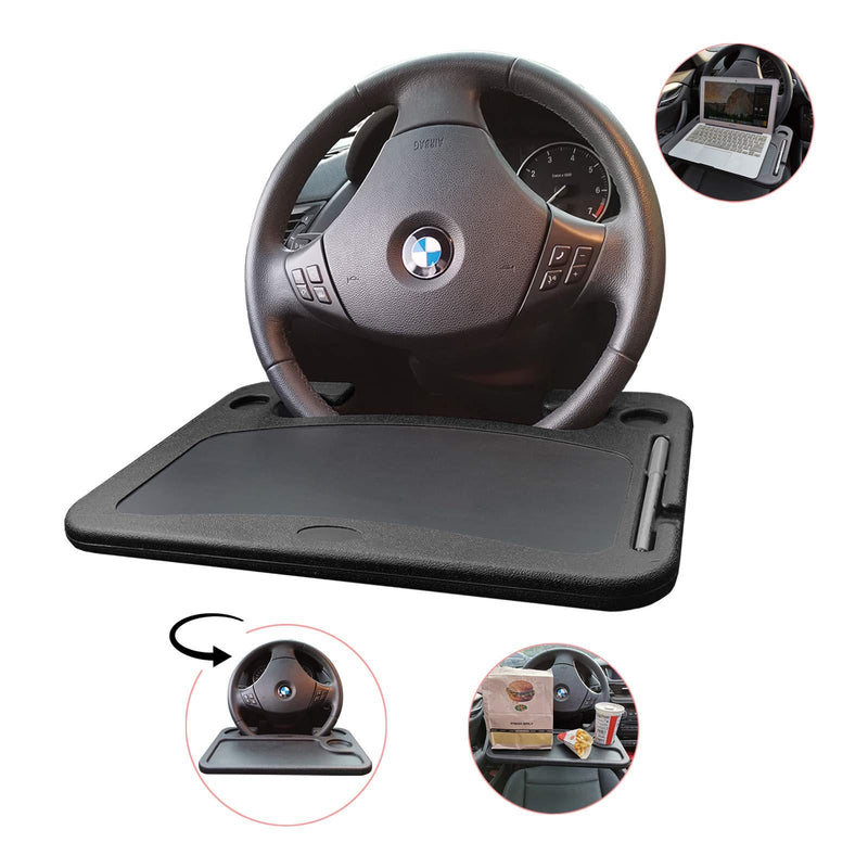 [AUSTRALIA] - Car Steering Wheel Desk -XINDELL Auto Travel Table for Laptop Tablet IPad or Notebook Workstation Food Snack Eating Tray on Wheel for Driver Travelers Work or Dining Holder fits Most Vehicles