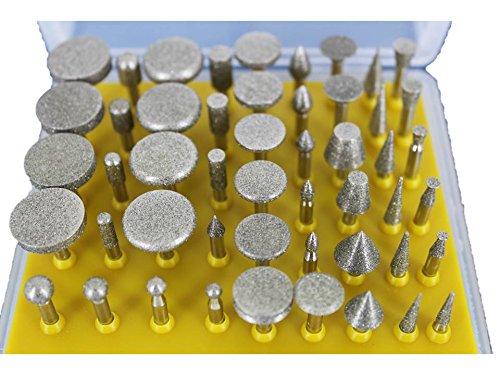 TEMO 50 pc Diamond Coated Grinder Head Lapidary Glass Burr with 1/8 Inch (3 mm) Shank Compatible for Dremel Rotary Tools 50pcGrinder - LeoForward Australia