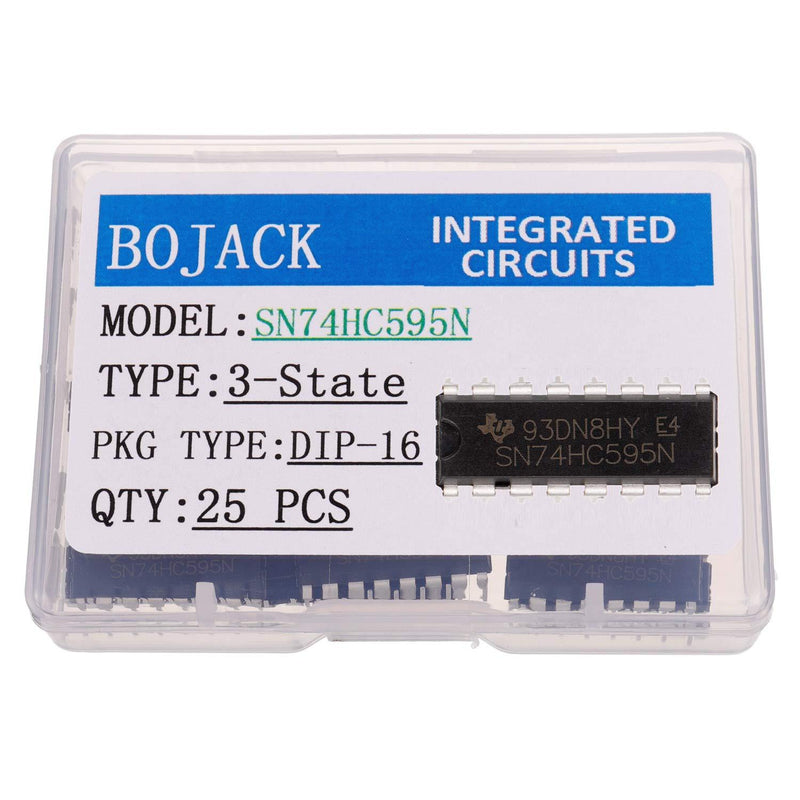 BOJACK SN74HC595N 8-Bit Counter Shift Registers 3-State Output Registers Integrated Circuits DIP-16 (Pack of 25 pcs) - LeoForward Australia