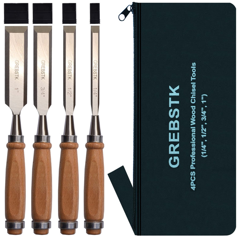  [AUSTRALIA] - GREBSTK 4PCS Professional Wood Chisel Tool Sets Sturdy Chrome Vanadium Steel Chisel, 1/4 inch,1/2 inch,3/4 inch,1 inch (Oxford Bag) 2#chisel