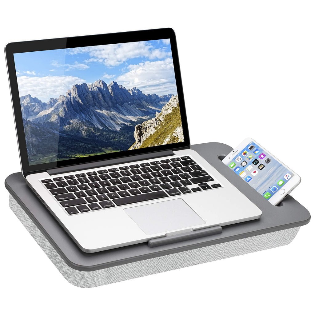 LapGear Sidekick Lap Desk with Device Ledge and Phone Holder - Gray - Fits Up to 15.6 Inch Laptops - Style No. 44215 - LeoForward Australia