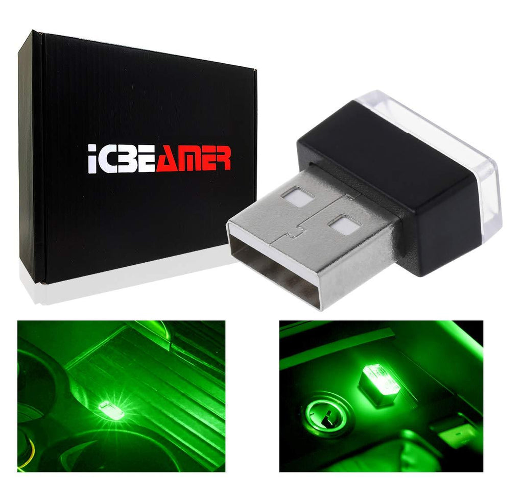 ICBEAMER 1pc Green Universal USB Interface Plug-in Miniature Night Light LED Car Interior Trunk Ambient Atmosphere Mini size - LeoForward Australia
