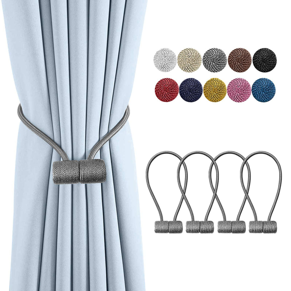  [AUSTRALIA] - Remunkia Magnetic Curtain Holdbacks Drapery Tiebacks: 4Pack 16 Inch Tie Backs Holdback for Blackout Sheer Window Treatment, Grey, Upgrade 4 Pack