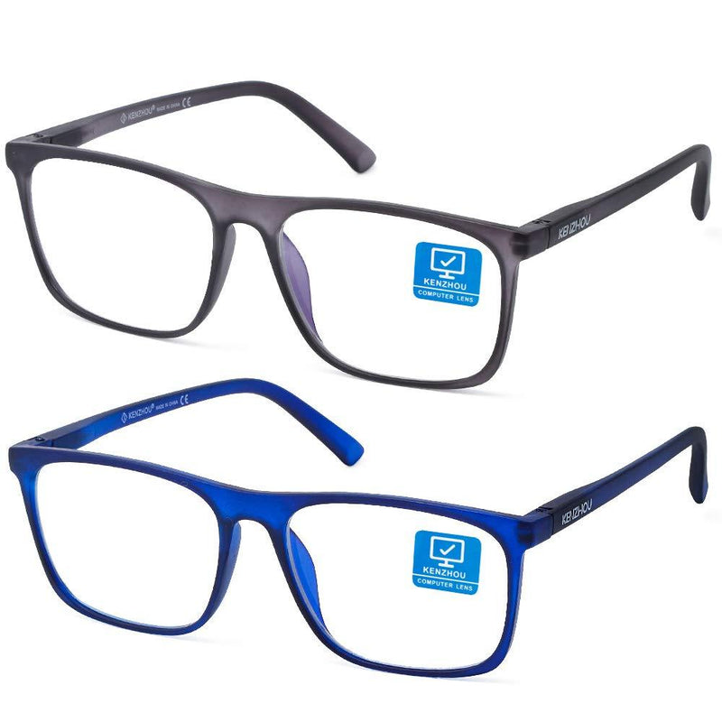 Blue Light Blocking Computer Gaming Glasses 2 Pack Anti Glare Eyestrain Men/Women Dark Blue&black - LeoForward Australia