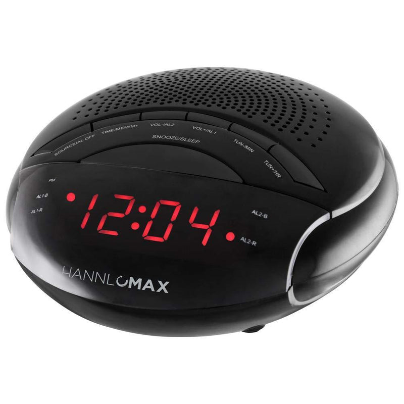 HANNLOMAX HX-134CR PLL Alarm Clock Radio, AM/FM Radio, Dual Alarm, Alarm Wake Up to Radio or Buzzer, Red LED Display, AC/DC Adapter. - LeoForward Australia