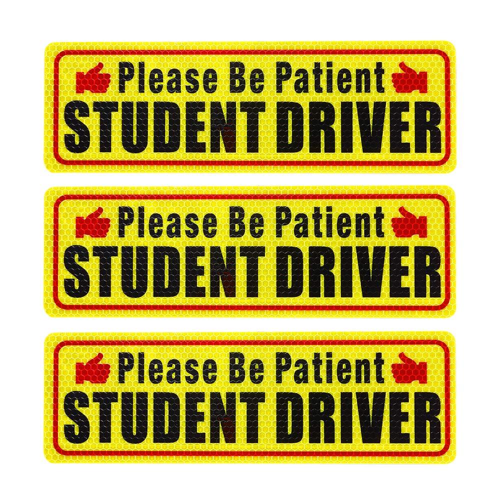  [AUSTRALIA] - Nomiou Student Driver Magnet Safety Sign 3pcs Vehicle Bumper Magnet Car Vehicle Reflective Sign Sticker Bumper for New Drivers