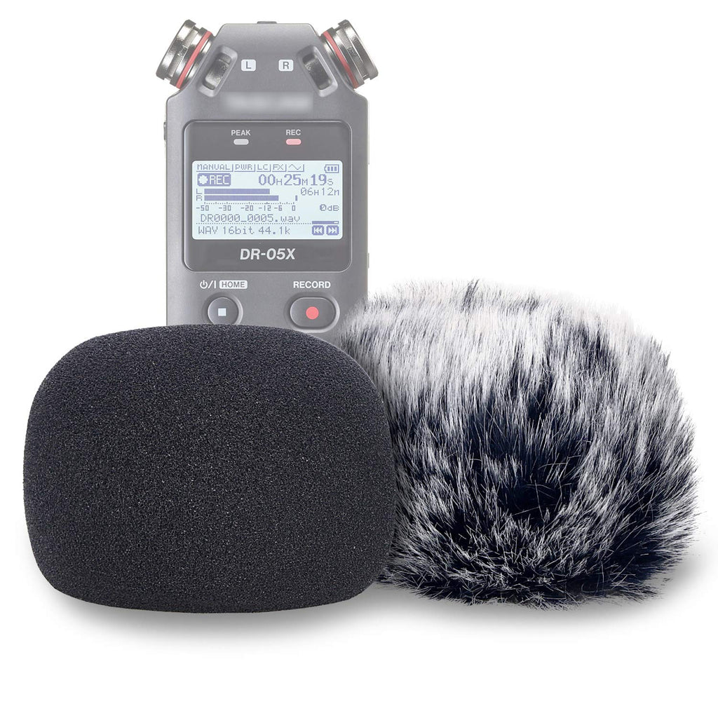  [AUSTRALIA] - YOUSHARES DR05X Windscreen Muff and Foam Compatible with Tascam DR-05X DR-05 Mic Recorders, DR05X Indoor Outdoor Microphone Wind Screen (2 PACK) Windscreen Kit for DR-05