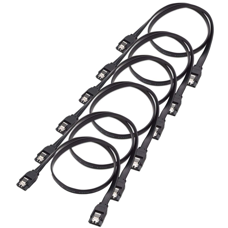  [AUSTRALIA] - ELIATER 6 Pack SATA Cable, Straight SATA III 6Gbps HDD SDD Data Cable with Locking Latch for SATA HDD, SSD, CD Driver, CD Writer, 16-Inch SATA III Straight Data Cable
