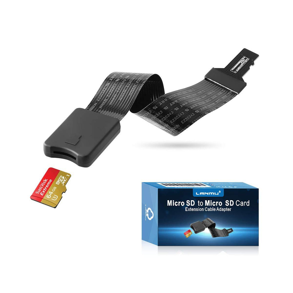  [AUSTRALIA] - LANMU Micro SD to Micro SD Card Extension Cable Adapter Flexible Extender Compatible with Ender 3 Pro/Ender 3/Ender 3 V2/Ender 5/SanDisk MicroSDHC/Anet A8 3D Printer/Raspberry Pi/GPS/TV(5.9in/15cm) Black