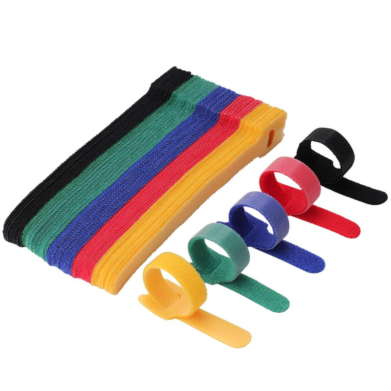  [AUSTRALIA] - Multi-Purpose Cable Ties Reusable Cord Ties 6 Inch Cable Straps Microfiber Fastening Straps Used for Headphones Phones Electronics PC wire Management - 5 Color