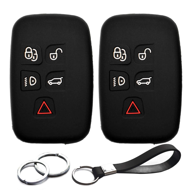 2pcs Compatible with K0BJTF10A Smart Silicone FOB Key Case Cover Protector Keyless Remote Holder for 2010-2019 Jaguar F-Pace F-Type XE X XFR-S XJ XJR XK, Land Rover LR2 LR4 Range Rover Evoque Sport - LeoForward Australia