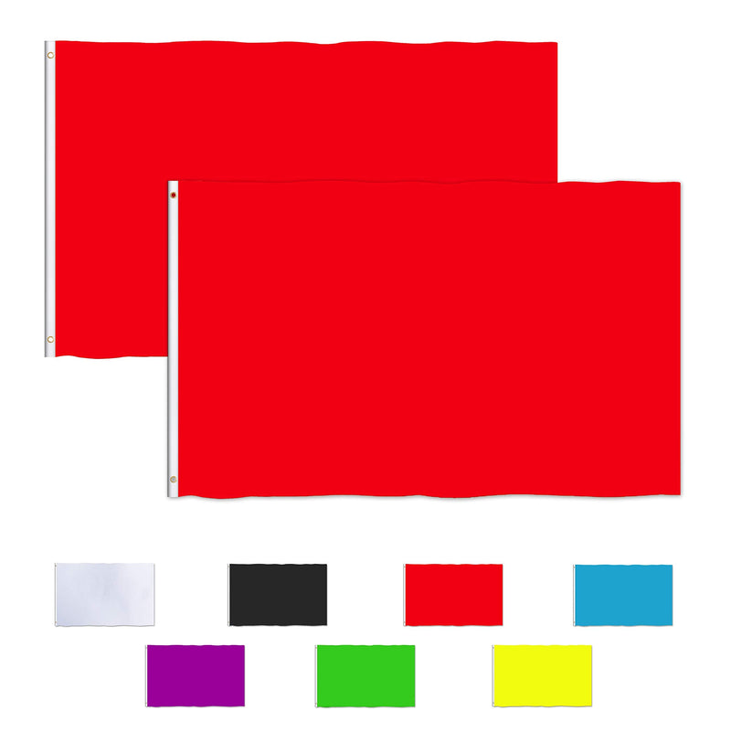  [AUSTRALIA] - Consummate Solid Red Flag 3x5 Foot Plain Red Flags Banner Polyester with Brass Grommets,2 Pack