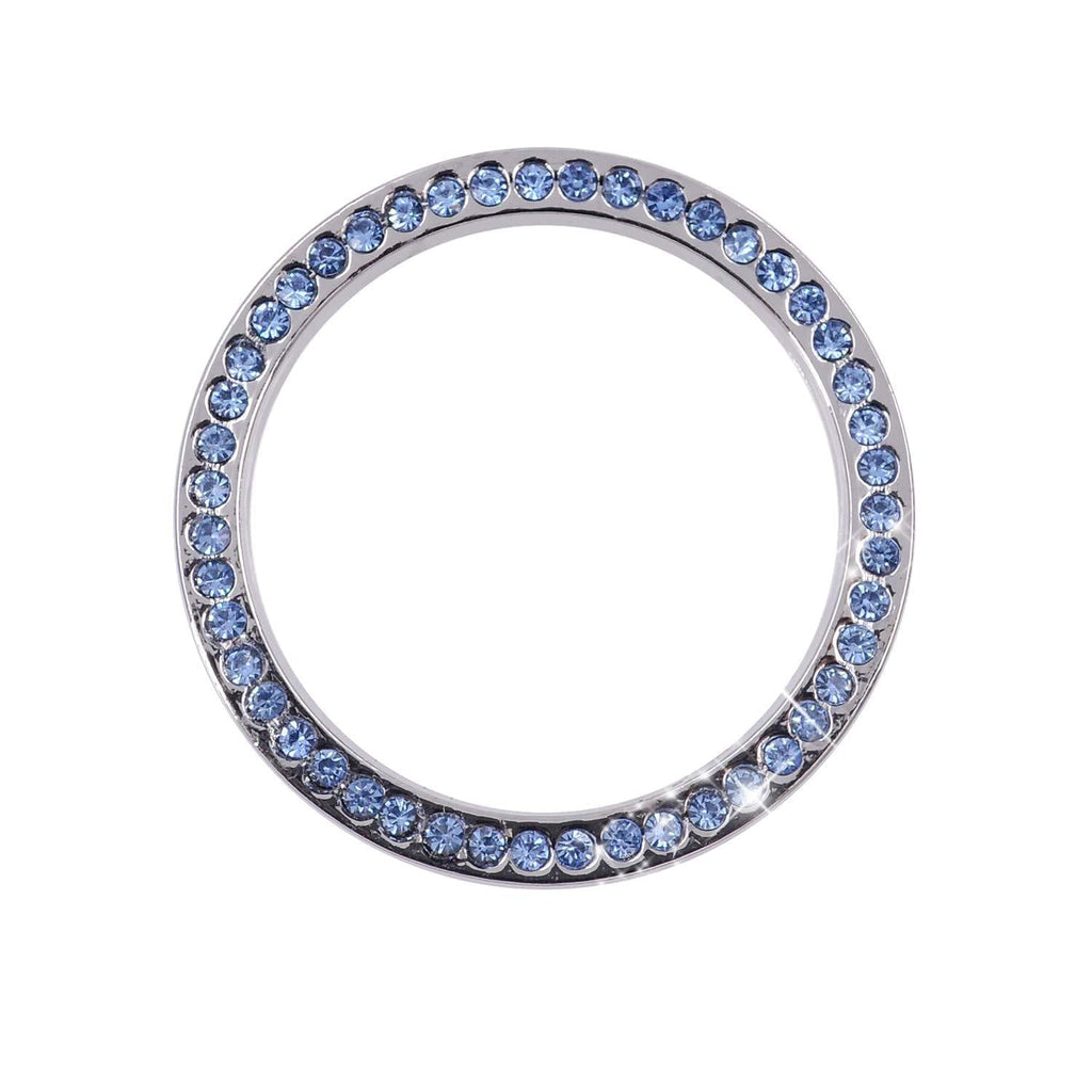  [AUSTRALIA] - iDoood Car Steering Accessories Oower ON-OFF Button Diamond Crystal Decorative Ring Zinc Alloy For 3M Tape Blue blue 1pcs