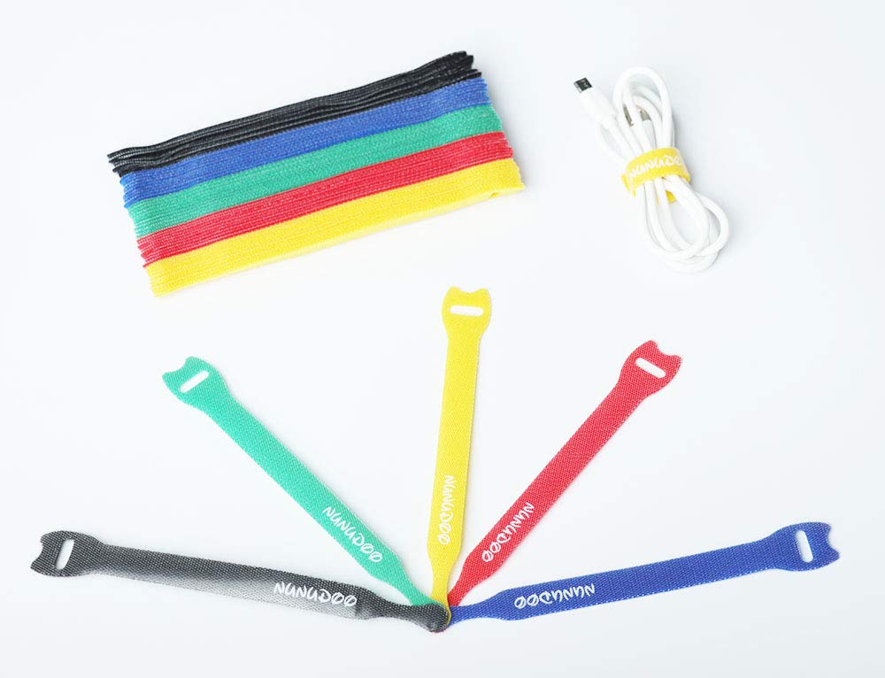  [AUSTRALIA] - NuNudoo Reusable Cable Straps, Cable Wrap Ties,6 Inches Hook and Loop Cord Ties for Cable Management (80,Muticolor) … 80 Muti-Color