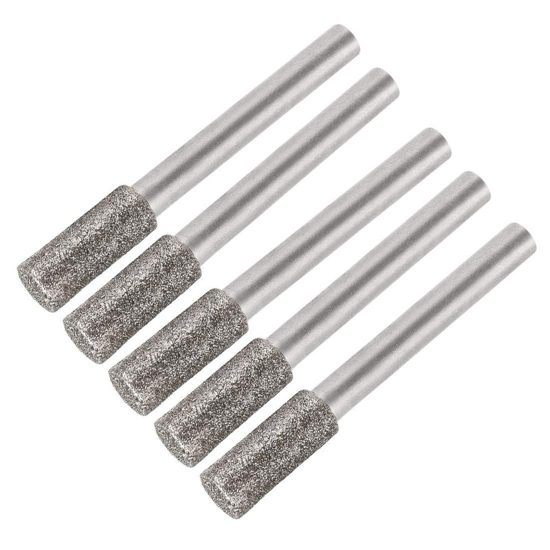 uxcell Diamond Burrs Bits Grinding Drill Carving Rotary Tool for Glass Stone Ceramic 120 Grit 1/4" Shank 8mm Cylinder 5 Pcs - LeoForward Australia