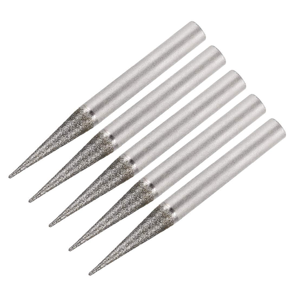 uxcell Diamond Burrs Bits Grinding Drill Carving Rotary Tool for Glass Stone Ceramic 120 Grit 1/4" Shank 6mm Pointed 5 Pcs - LeoForward Australia