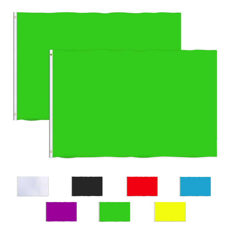  [AUSTRALIA] - Consummate Solid Green Flag 3x5 Foot Plain Green Flags Banner Polyester with Brass Grommets,2 Pack