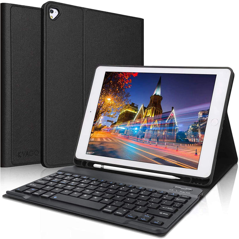  [AUSTRALIA] - iPad Keyboard Case 9.7 inch, Compatible with iPad 6th Generation,iPad 5th Generation, iPad Pro 9.7 inch, iPad Air 2,iPad Air, Protective Folio Cover with Wireless Bluetooth Keyboard -Black Black