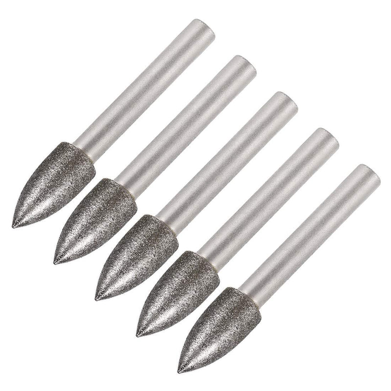 uxcell Diamond Burrs Bits Grinding Drill Carving Rotary Tool for Glass Stone Ceramic 120 Grit 1/4" Shank 10mm Tapered 5 Pcs - LeoForward Australia