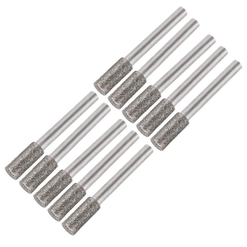 uxcell Diamond Burrs Grinding Drill Bits for Carving Rotary Tool 1/4-Inch Shank 8mm Cylindrical 120 Grit 10 Pcs - LeoForward Australia