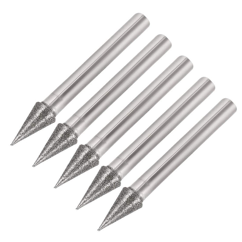 uxcell Diamond Burrs Bits Grinding Drill Carving Rotary Tool for Glass Stone Ceramic 120 Grit 1/4" Shank 8mm Conial 5 Pcs - LeoForward Australia