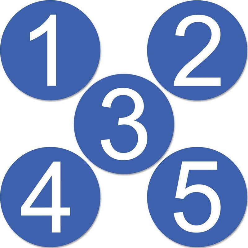 dealzEpic - Large Blue Number Stickers 1 to 5 - Round Self-Adhesive Peel and Stick Vinyl Labels - 10cm (3.94 inches) in Diameter Set-01). Number 1 to 5 - LeoForward Australia
