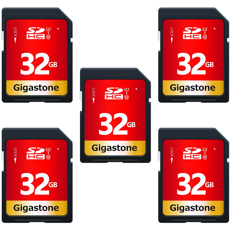  [AUSTRALIA] - Gigastone 32GB 5 Pack SD Card UHS-I U1 Class 10 SDHC Memory Card High Speed Full HD Video Canon Nikon Sony Pentax Kodak Olympus Panasonic Digital Camera