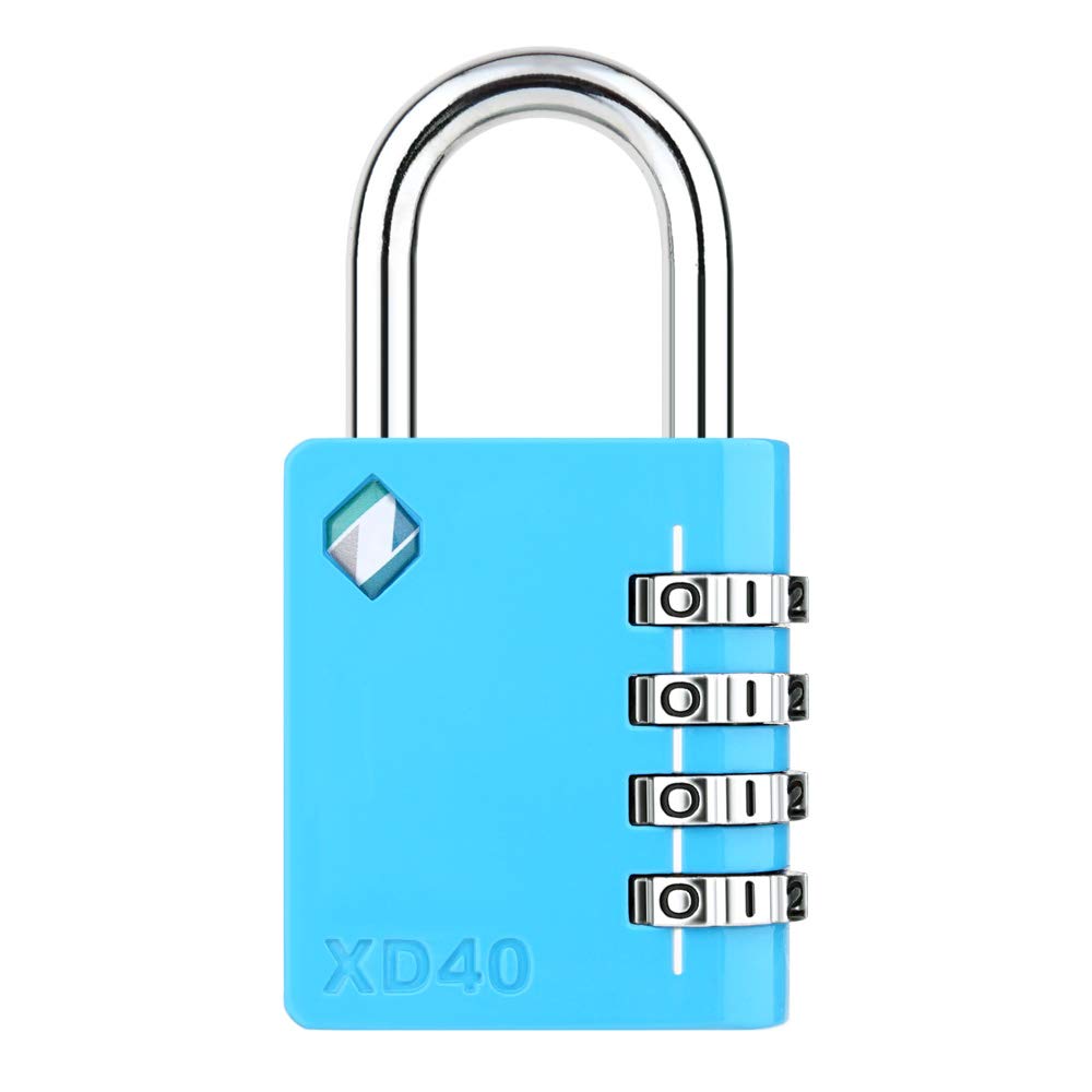  [AUSTRALIA] - [ZARKER XD40] Padlock- 4 Digit Combination Lock for Gym, Sports, School & Employee Locker, Outdoor,Toolbox, Case, Fence and Storage - Metal & Steel - Easy to Set Your Own Combo - 1 Pack(Blue) Blue 1 Pack