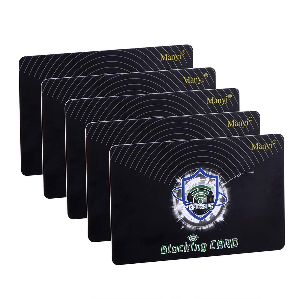  [AUSTRALIA] - 5Pcs RFID Blocking Card, Protection Entire Wallet and Purse Shield, Contactless NFC Bank Debit Credit Card Protector Blocker (Black) black