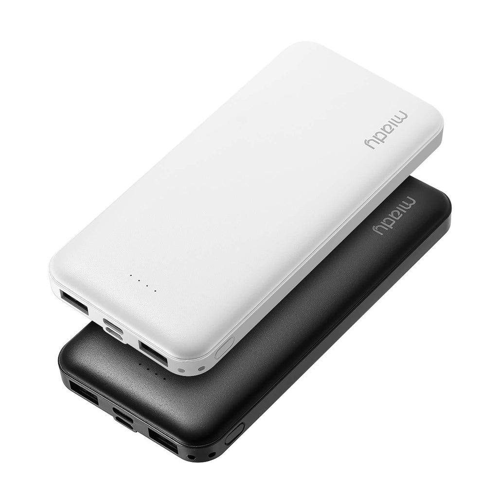 2-Pack Miady 10000mAh Dual USB Portable Charger, Fast Charging Power Bank with USB C Input, Backup Charger for iPhone X, Galaxy S9, Pixel 3 and etc … Black+White - LeoForward Australia