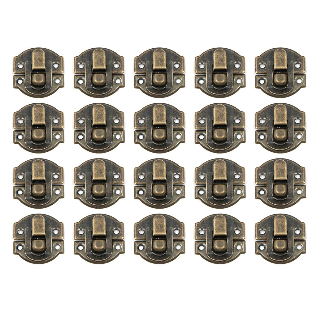  [AUSTRALIA] - Geesatis 20 PCS Antique Bronze Hasp Latch Lock Buckle Hardware for Jewelry Boxes Metal Clip Clasp Vintage Hardware Latch Buckle with Mounting Screws