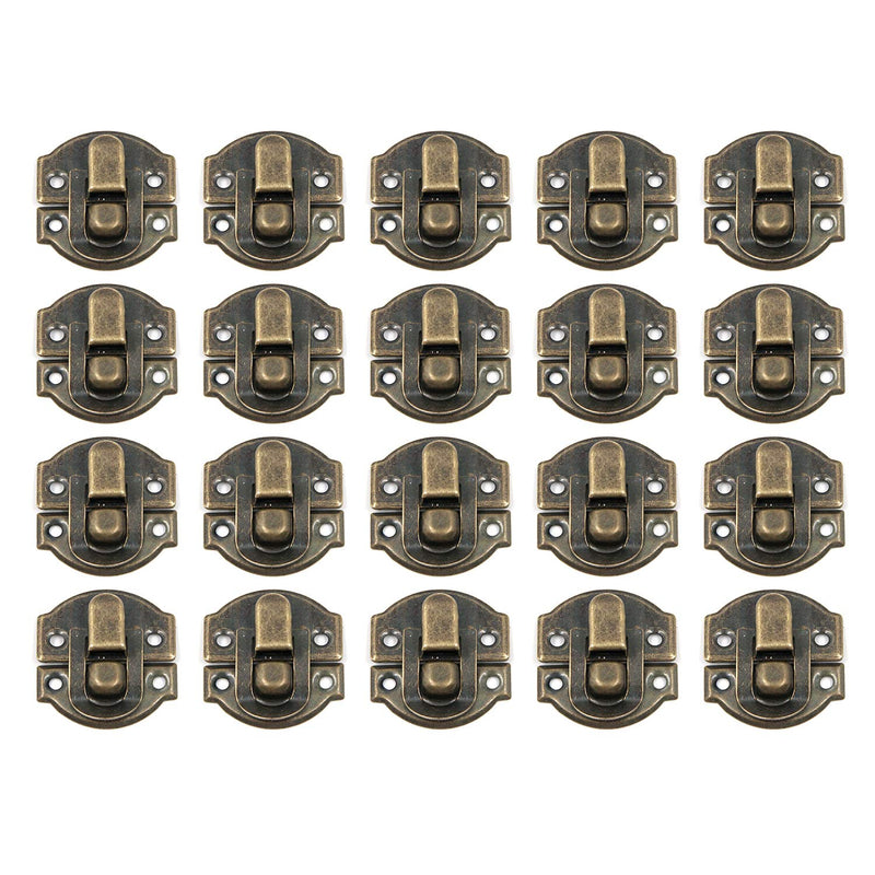  [AUSTRALIA] - Geesatis 20 PCS Antique Bronze Hasp Latch Lock Buckle Hardware for Jewelry Boxes Metal Clip Clasp Vintage Hardware Latch Buckle with Mounting Screws