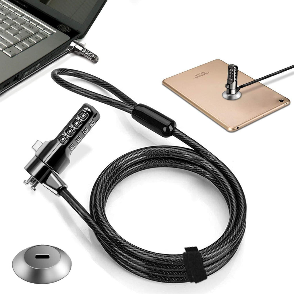  [AUSTRALIA] - Computer Laptop Cable Lock,Slot Plate 6.23ft Cable,Security Computer Combination Lock, 4 Digital Password Protection Cable, Anti Theft Lock and Notebook Other Device