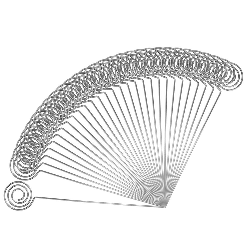  [AUSTRALIA] - Ring Loop Round Shape Craft Wire Clip Table Card Holders Note Photo Picture Memo Holder for Party Birthday Office DIY Cake Topper Accessories Decoration,30 Pack Silver (Round Shape)