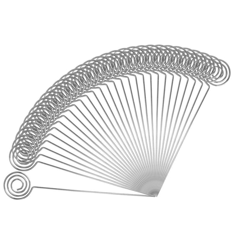  [AUSTRALIA] - Ring Loop Round Shape Craft Wire Clip Table Card Holders Note Photo Picture Memo Holder for Party Birthday Office DIY Cake Topper Accessories Decoration,30 Pack Silver (Round Shape)