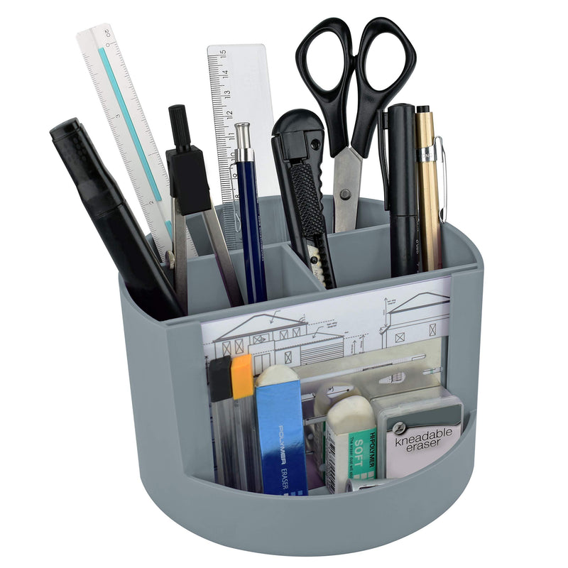 Acrimet Plastic Desktop Organizer - Mix Organizer Caddy Photo Holder - Office Supplies Storage and Home Organization (Pen Pencil Clip Holder) (Silver Color) - LeoForward Australia