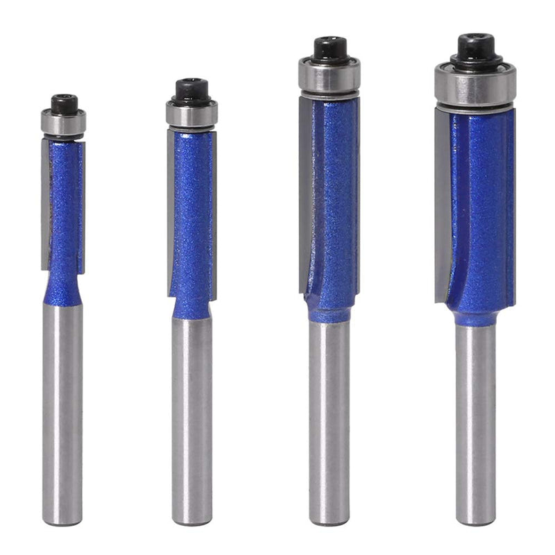  [AUSTRALIA] - Wolfride 4PCS Flush Trim Router Bit Set 1/4 Inch Shank Top Bearing Flush Trim Router Bit